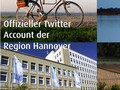 Bild mit Schriftzug "Offizieller Twitter Account der Region Hannover". Zu sehen sind ein Fahrrad im oberen Teil des Bildes und das Regionsgebäude Hildesheimer Straße 20 im unteren Teil.