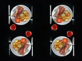 Speck, Bratkartoffeln und Tomate