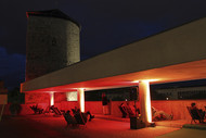 Die Dachterrasse des Historischen Museum am Abend