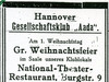 Anzeige für eine Weinachtsfeier der ersten bekannten Homosexuellengruppe, des Gesellschaftsklubs „Aada” 