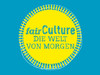 Das Logo des internationalen Jugendtheaterfestivals fairCulture, ein gelber Kreis auf blauem Grund