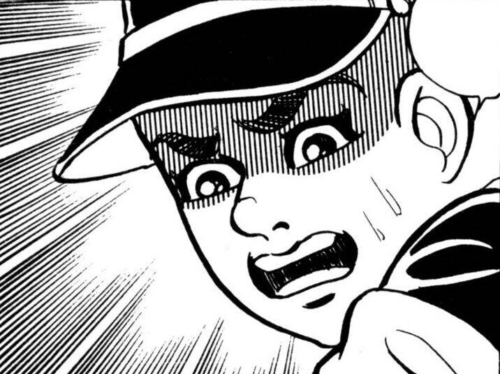Schwarz-Weiß-Manga erschrecktes Gesicht Nahaufnahme