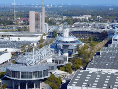  Das Messegelände Hannover aus der Vogelperspektive.