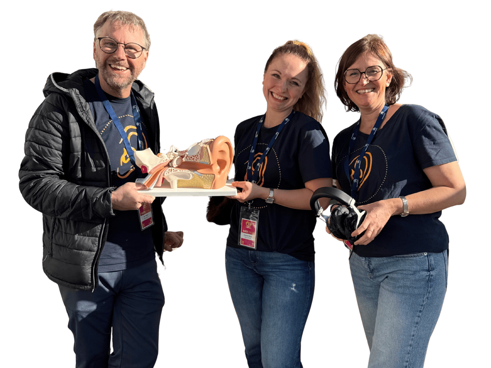 Zwei Frauen und ein Mann.