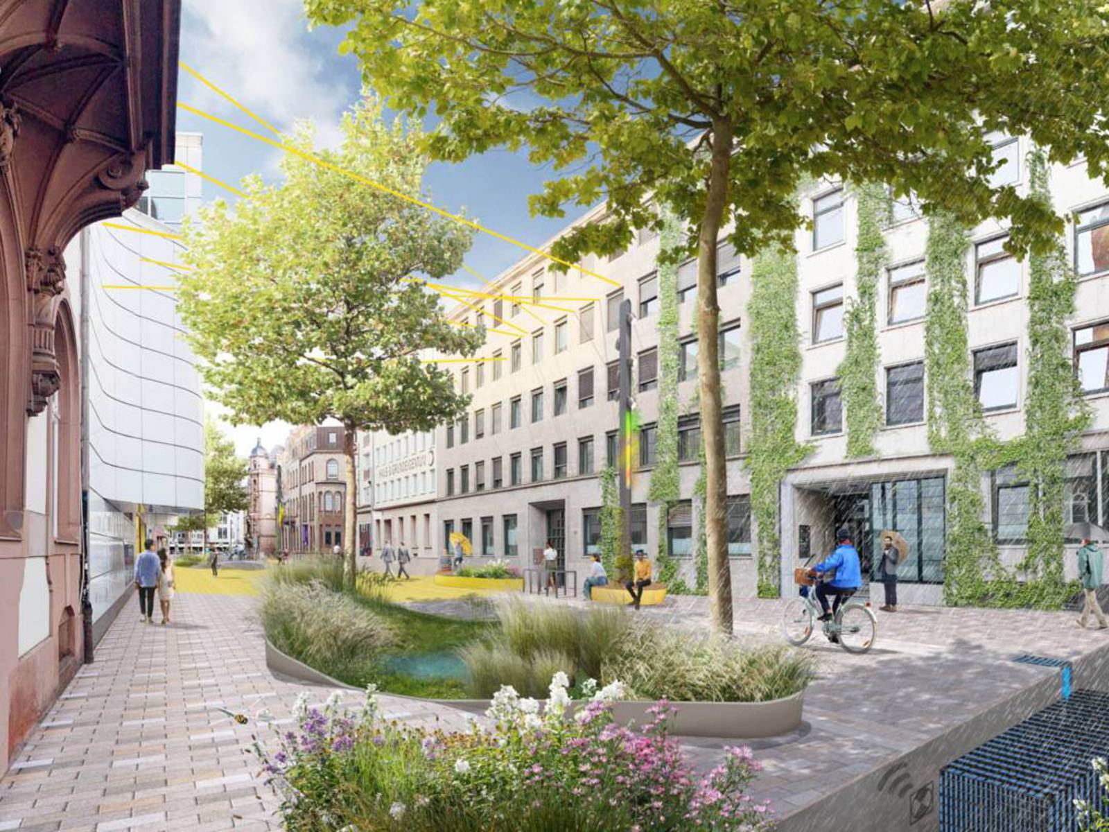 Visualisierung einer umgebauten Straße.