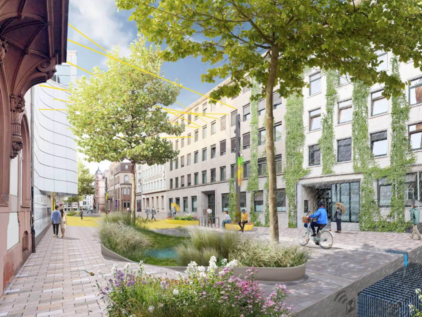 Visualisierung einer umgebauten Straße.