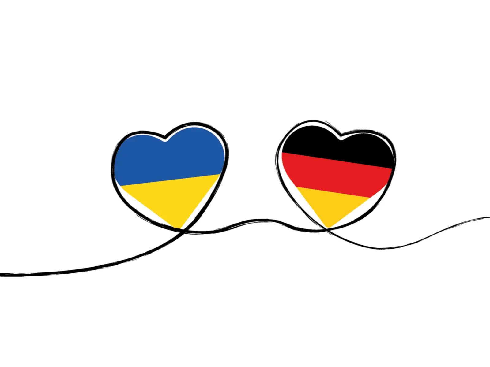 Ukrainische und Deutsche Flagge in Herzform