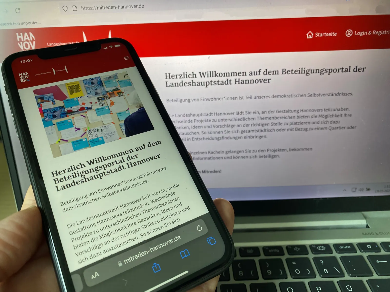 Ansicht der Startseite der Beteiligungsplattform mitreden-hannover.de