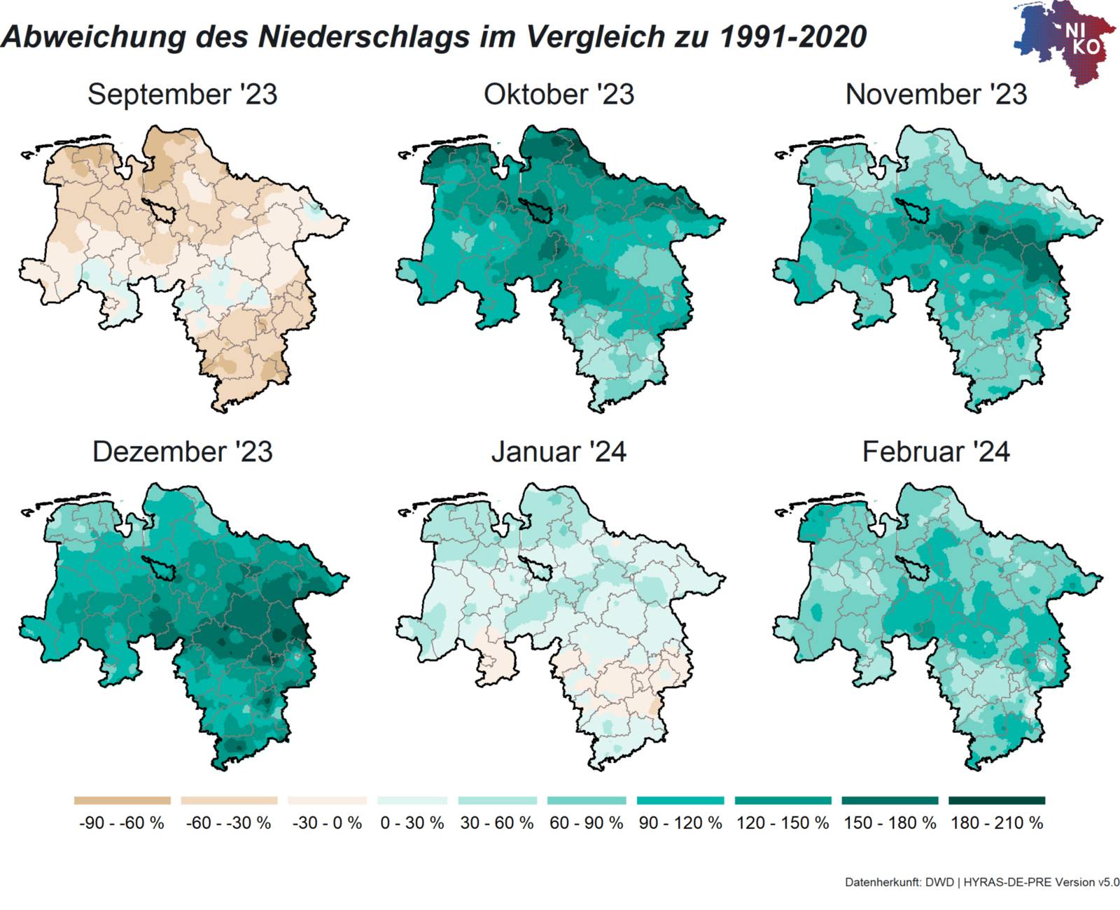 Grafik mit eingefärbten Umrissen des Bundeslandes Niedersachsen