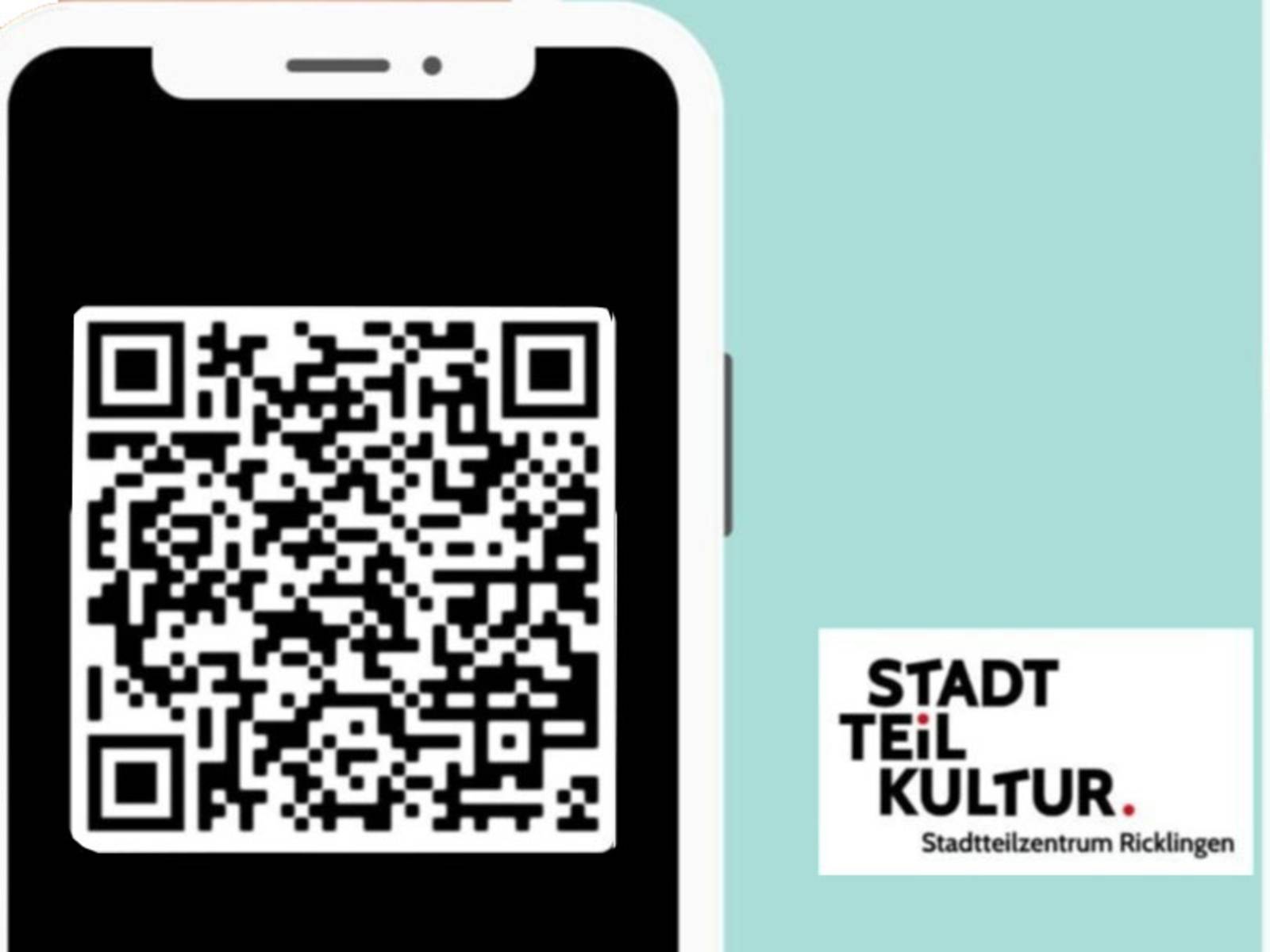 Bild zweier Handy: Eines mit QR-Code zum Newsletter und das andere mit der Aufschrift "Stadtteilkultur Stadtteilzentrum Ricklingen"