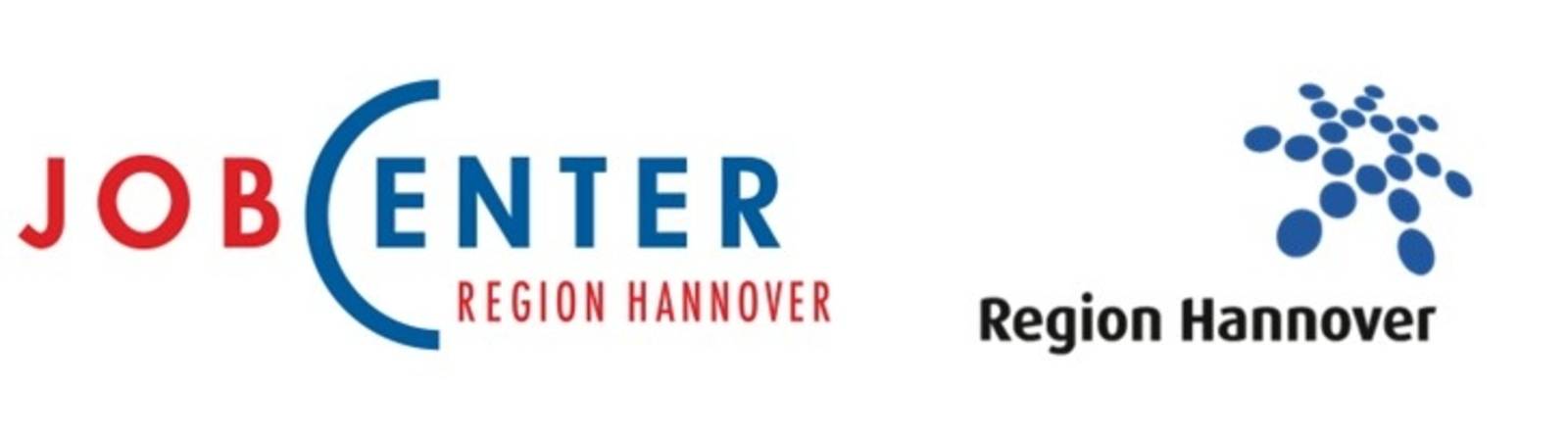 Zwei Logos nebeneinander: Jobcenter Region Hannover und Region Hannover