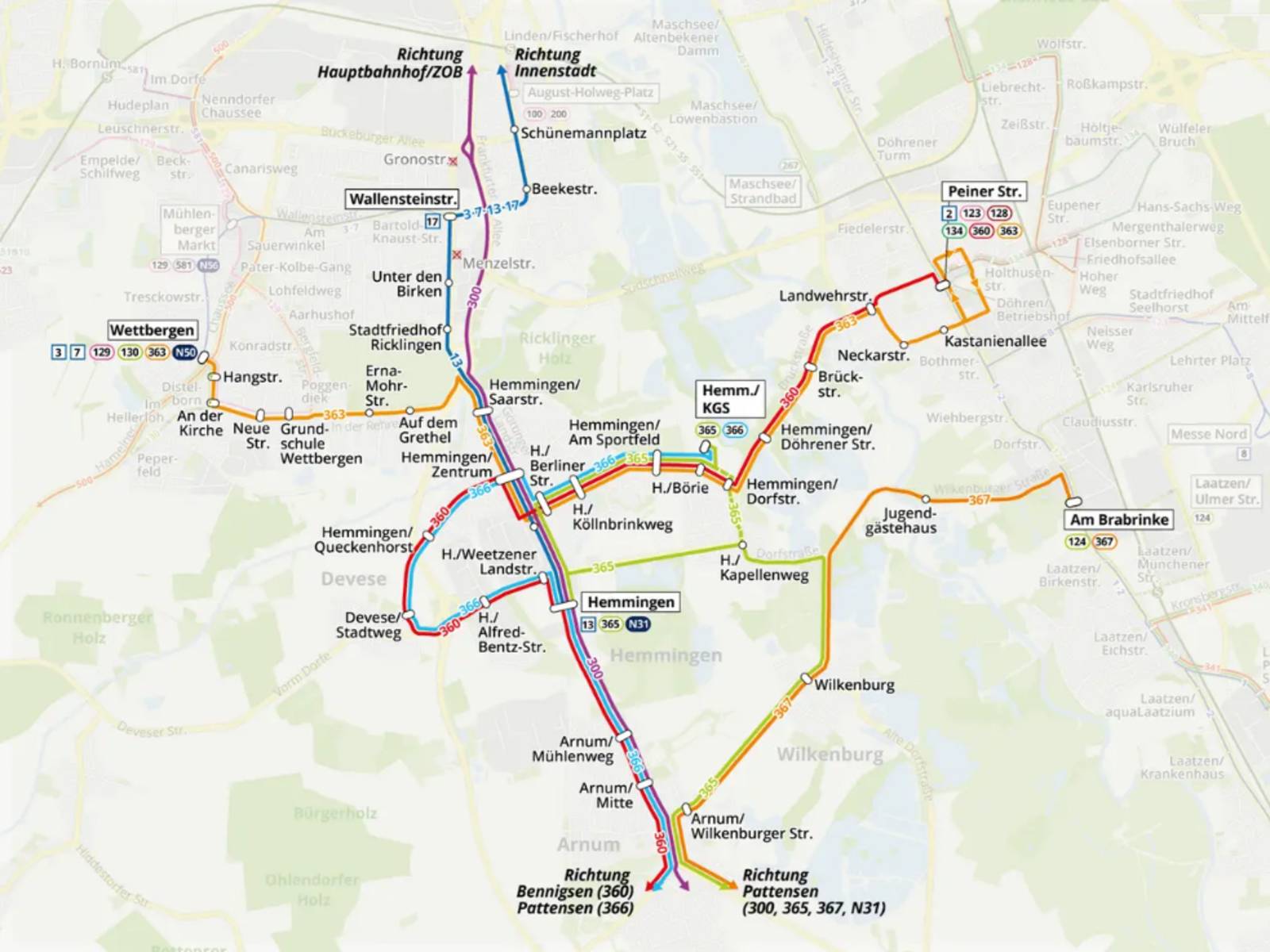 Grafik des neuen Liniennetzes in Hemmingen.