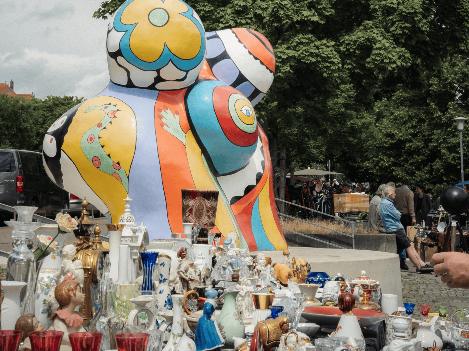 Ständ beim Altstadtflohmarkt in Hannover