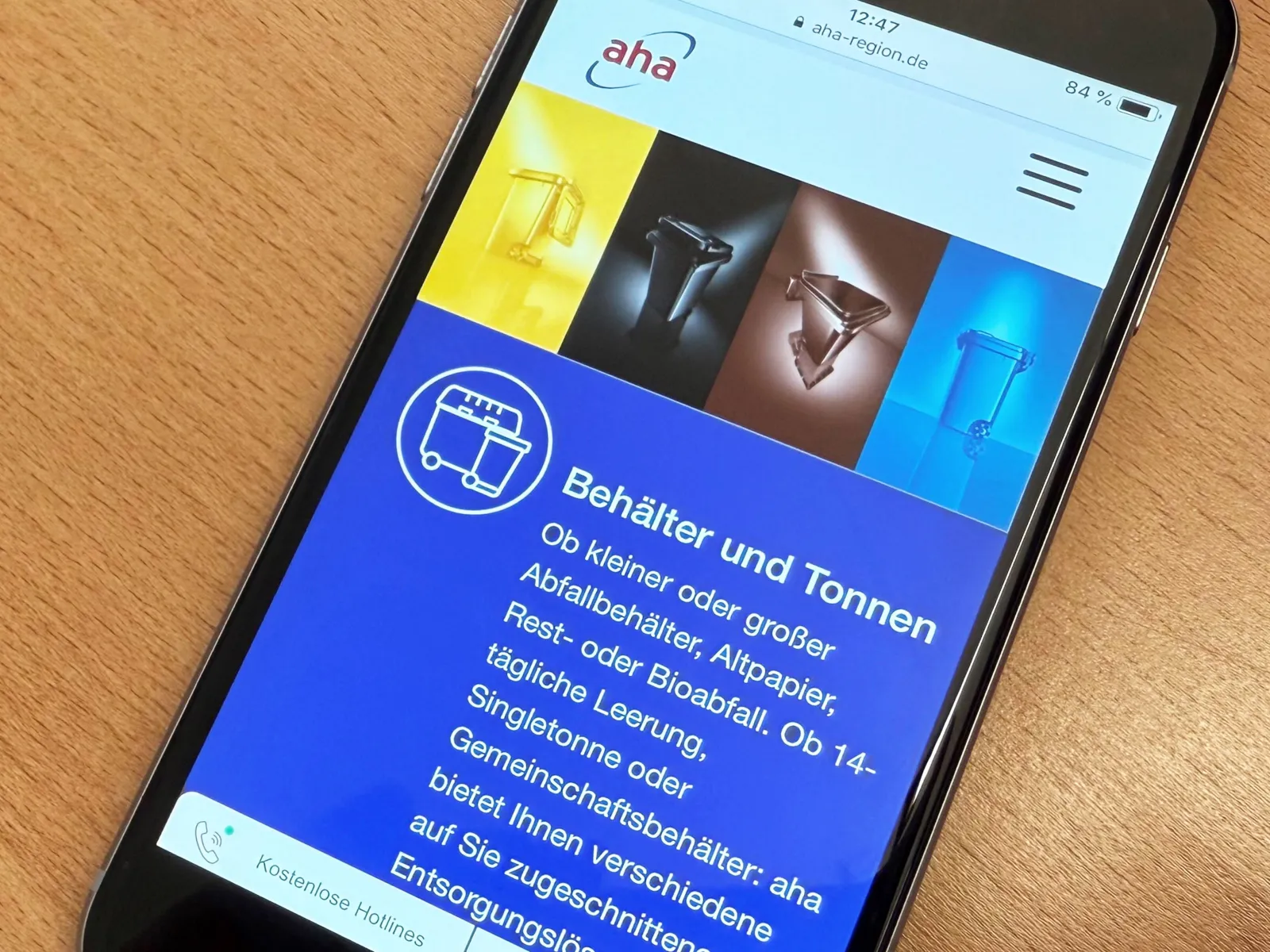 Internetseite vom Zweckverband Abfallwirtschaft Region Hannover