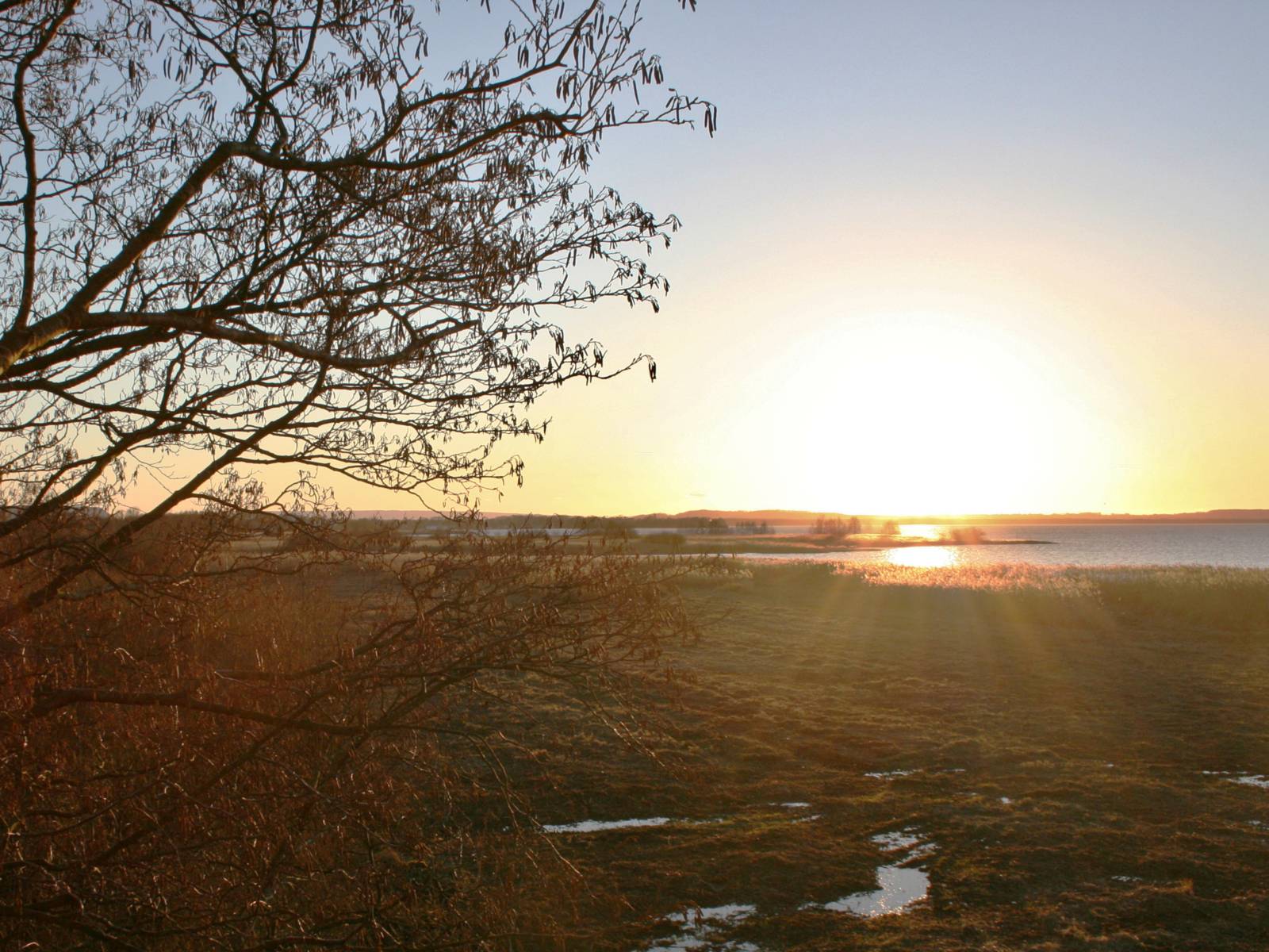 Abendstimmung am Aussichtsturm Grossenheidorn: Die Sonne geht unter und tauscht die Umgebung in einen besonderen Lichtschein.