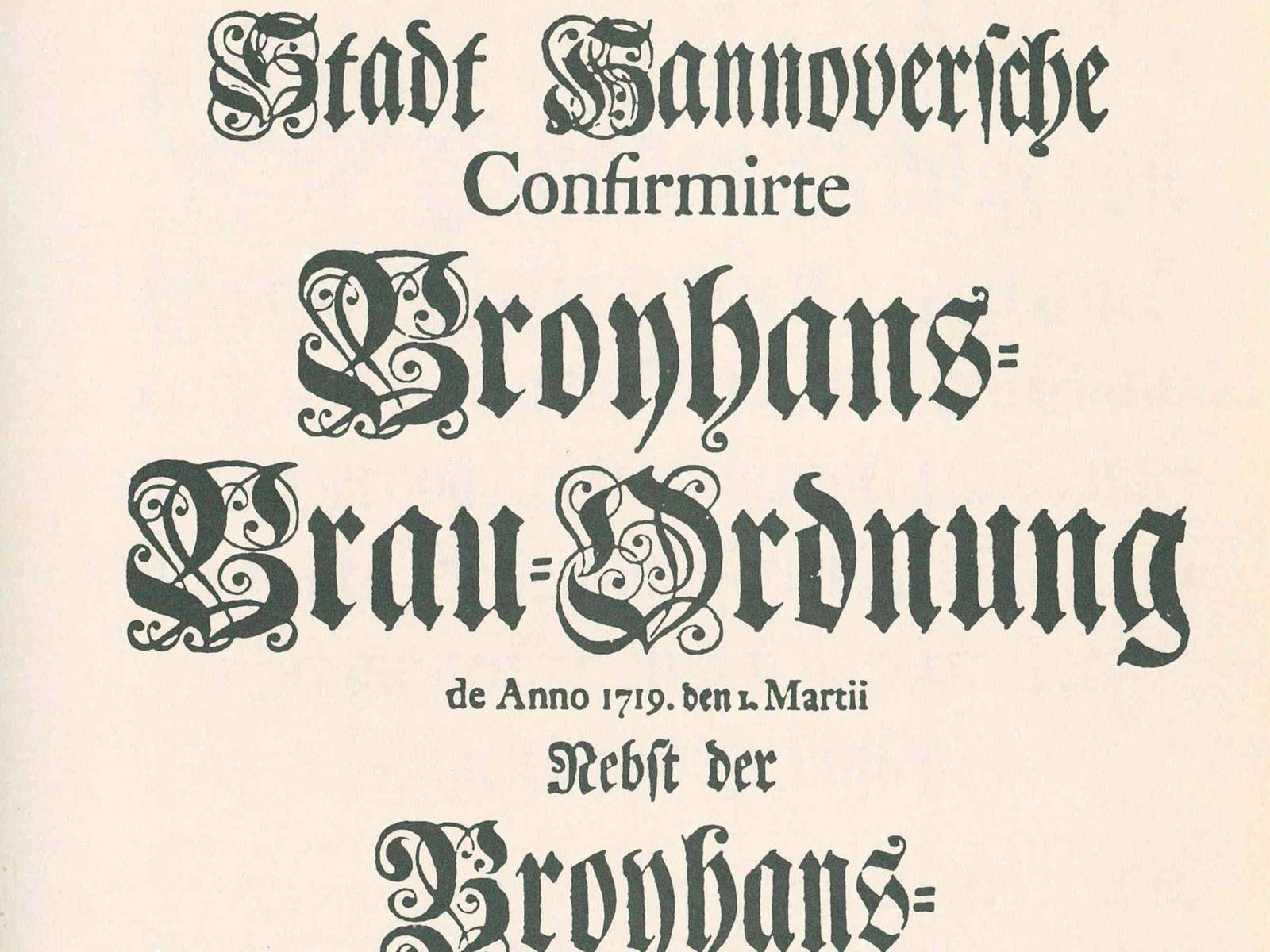 Foto des Deckblatts der Broyhans Brau-Ordnung von 1719