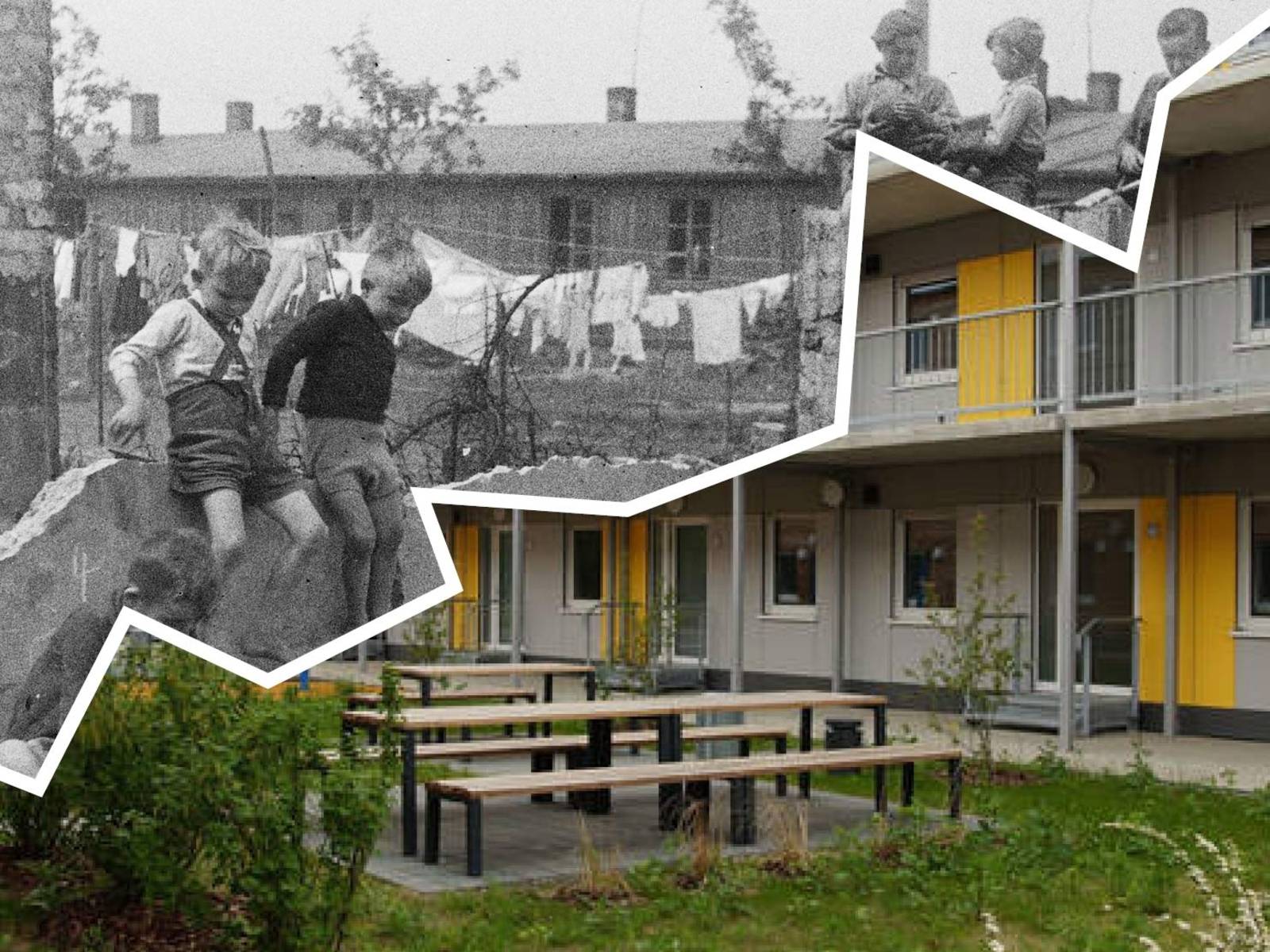 Flüchtlingslager Stöcken, 1948; Flüchtlingsunterkunft Herrenhausen, 2018
