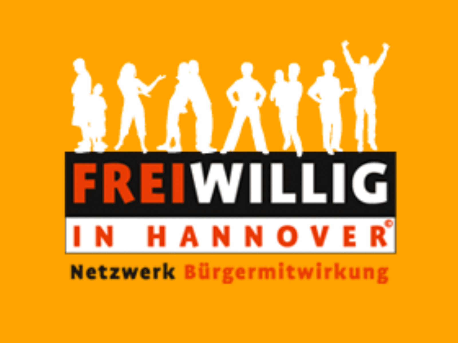 Logo des Netzwerks Freiwillig in Hannover mit den Silhouetten verschiedener Leute