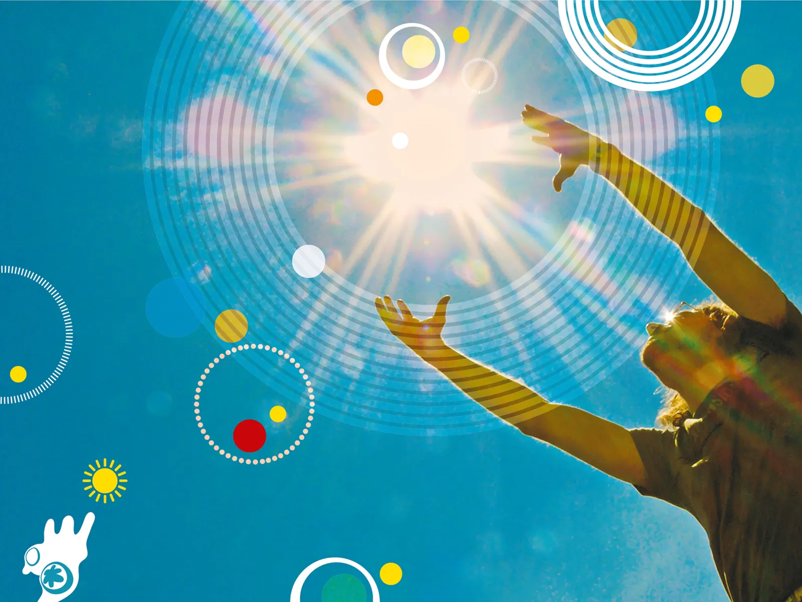 Motiv der Kampagne "Hannover auf Sonnenfang" - Eine Person versucht mit den Händen die Sonne zu fangen
