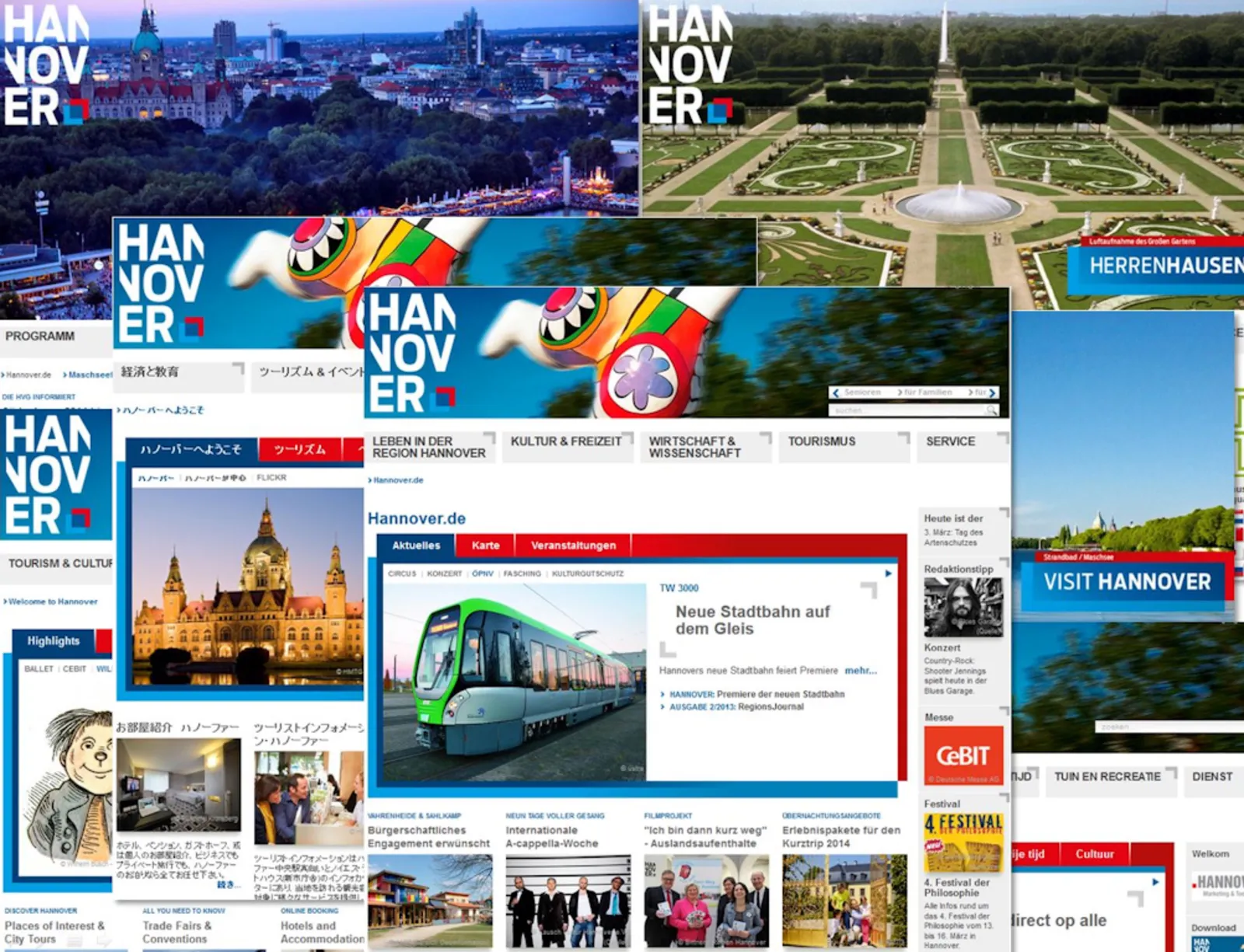 Screenshots vom Online-Portal Hannover.de