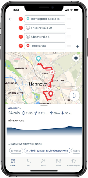 Navigation durch Hannover mit der Bike Citizens App