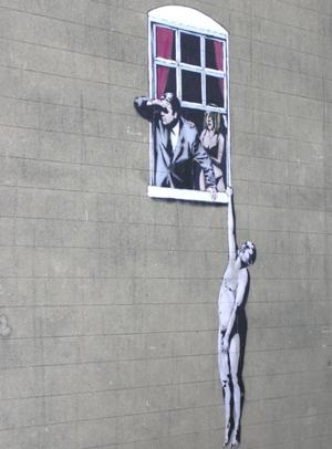 "Hanging man" vom Street-Art Künstler Banksy