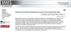 Screenshot der Homepage des Instituts für Migrationsforschung und interkulturelle Studien