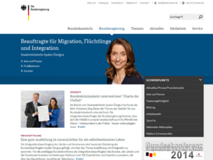 Screenshot der Homepage der Bundesbeauftragten für Migration