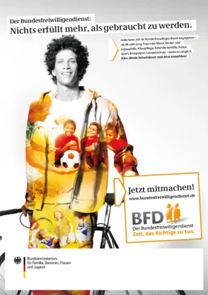 Plakat des Bundesfreiwilligendienstes - Motiv: Junger Mann