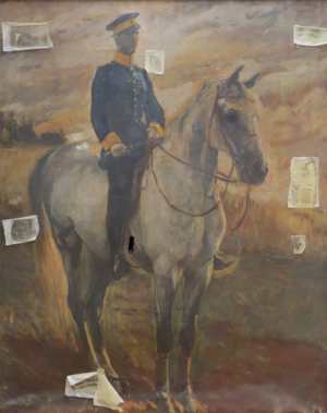 Gemälde eines Offiziers auf einem Pferd.