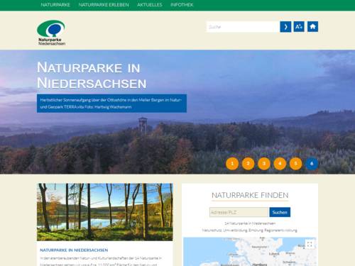 Bildschirmfoto der Internetseite niedersachsen.naturparke.de