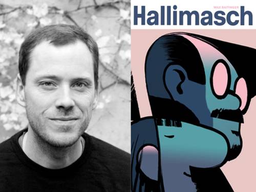Collage mit einem Porträt von Max Baitinger und dem Buchcover von „Hallimasch“
