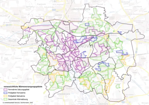 W&auml;rmeplanung, W&auml;rmegebiete, Voraussichtliche W&auml;rmegebiete, Fernw&auml;rmesatzung, Dezentrale W&auml;rmel&ouml;sung