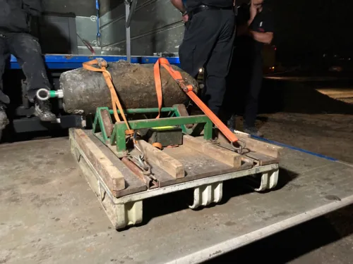 Eine entschärfte Bombe aus dem Zweiten Weltkrieg