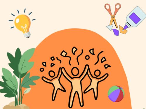 Verschiedene gemalte Aktivitäten sind auf dem Bild zu sehen