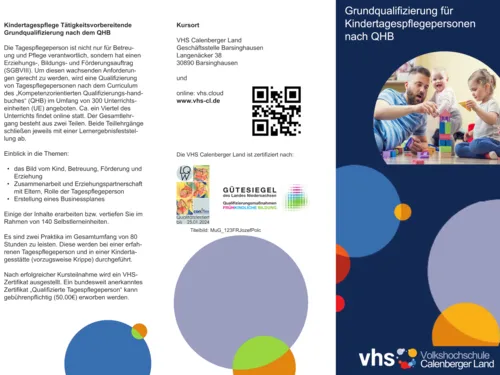 Vorschau auf den Flyer Grundqualifizierung für Kindertagespflegepersonen nach QHB