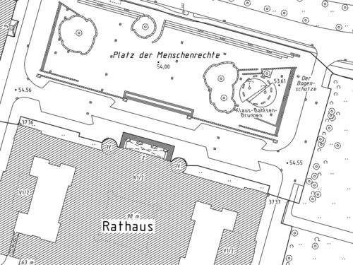 Ausschnitt einer gezeichneten Stadtkarte 1:1000