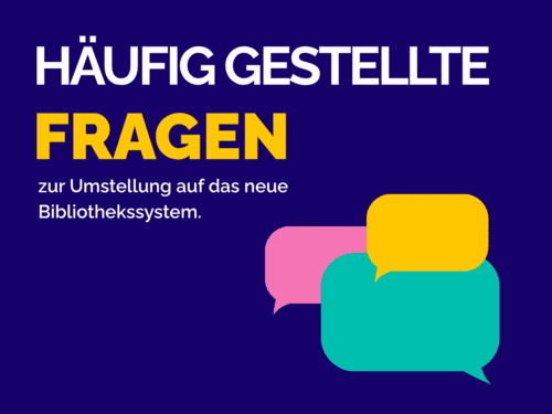 Teaserbild mit Überschrift und Icons für die häufig gestellten Fragen zur Systemumstellung