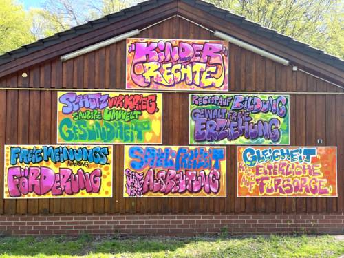 Graffiti-Workshop zu Kinderrechten in der Freizeitanlage Wennigsen
