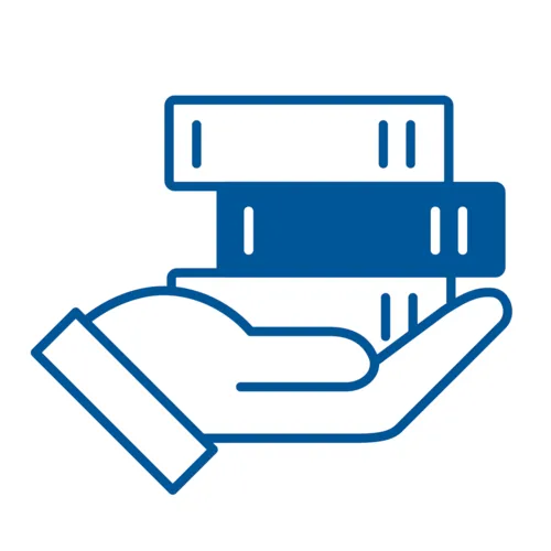 Stilisierte Hand, die Aktenordner hält