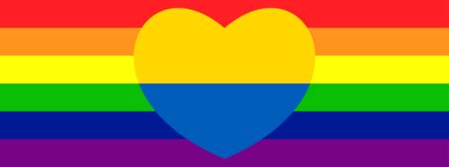 Die Regenbogenflagge und ein Herz in den ukrainischen Farben