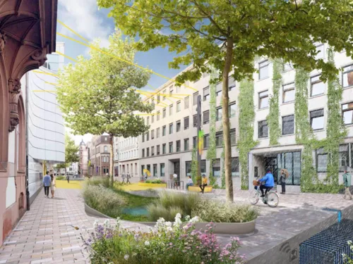 Visualisierung einer umgebauten Straße.