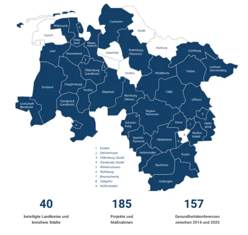schematische Karte von Niedersachsen