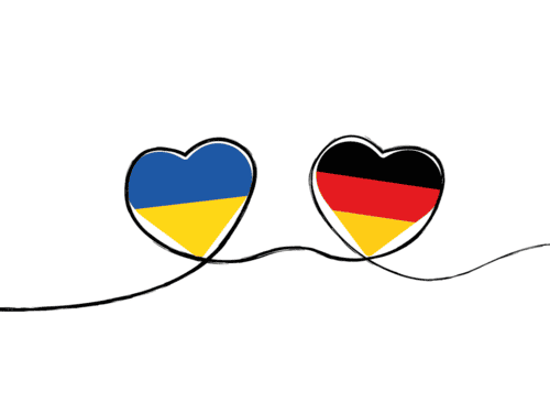 Ukrainische und Deutsche Flagge in Herzform