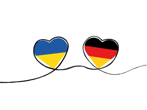Ukrainische und Deutsche Flagge in Herzform
