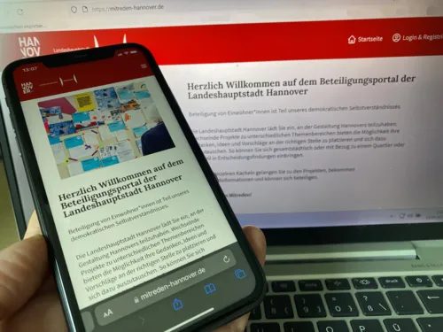 Ansicht der Startseite der Beteiligungsplattform mitreden-hannover.de