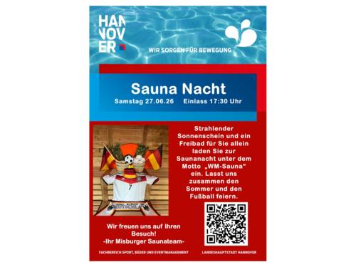 Plakat Saunanacht im Misburger Bad am 27.06.2026