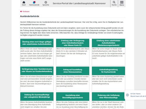 Oberfläche einer Internetseite.