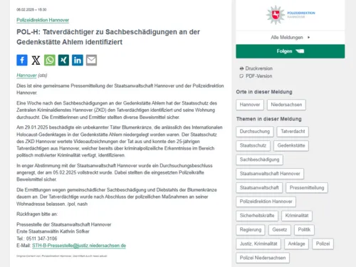 Vorschau auf die Pressemeldung der Polizeidirektion Hannover
