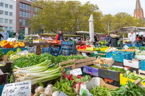 Der Wochenmarkt Hannover-Mitte am Klagesmarkt.